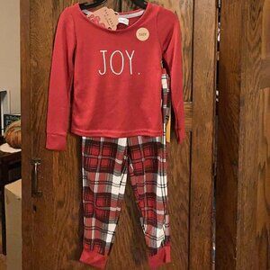 NWT! Rae Dunn Plaid Christmas JOY Baby Pajamas